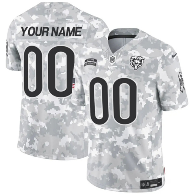 Youth Chicago Bears Active Player Custom 2024 F.U.S.E Arctic Camo Salute to Service Limited Stitched Football Jersey